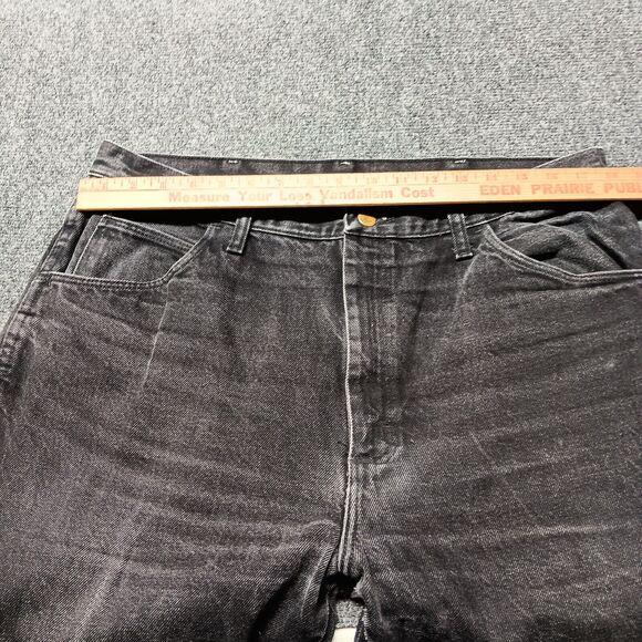 Vintage Legendary Gold Jeans Men 38x32 Black Regular Fit Straight Leg Whiskered - Picture 7 of 11